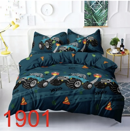 Pościel 160x200 bawełniana 3D satynowa MONSTER TRUCK komplet 3 części